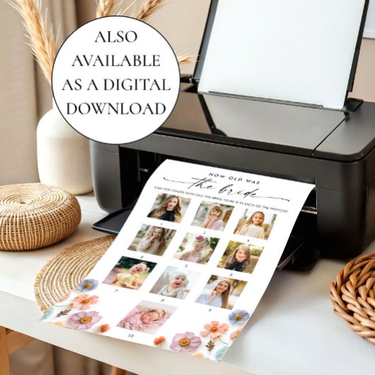 パステルピンクボホワイルドフラワーズブライダルシャワーゲーム ポスター