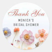 パステルピンクボホワイルドフラワーズブライダルシャワー ラウンドシール (正面)