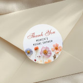 パステルピンクボホワイルドフラワーズブライダルシャワー ラウンドシール