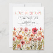 パステルピンクボホワイルドフラワーズブライダルシャワー 招待状 (正面)