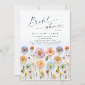 パステルピンクボホワイルドフラワーズブライダルシャワー 招待状 (正面)