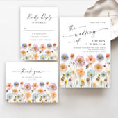 パステルピンクボホワイルドフラワーズブライダルシャワー 招待状