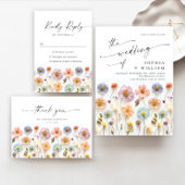 パステルピンクボホワイルドフラワーズブライダルシャワー 招待状