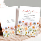 パステルピンクボホワイルドフラワーズブライダルシャワー 招待状