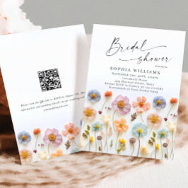 パステルピンクボホワイルドフラワーズブライダルシャワー 招待状