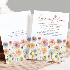 パステルピンクボホワイルドフラワーズブライダルシャワー 招待状