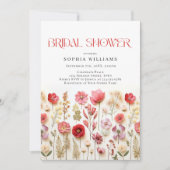 パステルピンクボホワイルドフラワーズブライダルシャワー 招待状 (正面)