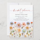パステルピンクボホワイルドフラワーズブライダルシャワー 招待状 (正面)