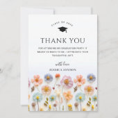 パステルピンクボホワイルドフラワーズ写真卒業 サンキューカード (正面)