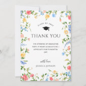 パステルピンクボホワイルドフラワーズ写真卒業 サンキューカード (正面)