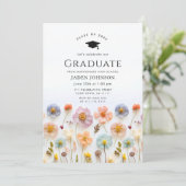 パステルピンクボホワイルドフラワーズ卒業パーティー 招待状 (スタンド正面)