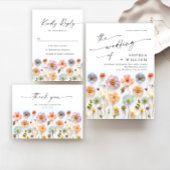 パステルピンクボホワイルドフラワーズ婚約パーティ 招待状