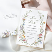 パステルピンクボホワイルドフラワーズ結婚フローラ セーブザデート