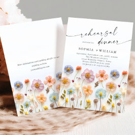 パステルピンクボホワイルドフラワーリハーサルディナー 招待状