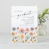 パステルピンクボホワイルドフラワー卒業パーティー写真 招待状 (スタンド正面)