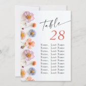 パステルピンクボホワイルドフラワー結婚のテーブル番号 招待状 (正面)