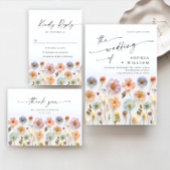 パステルピンクボホワイルドフラワー結婚ズのQRコード写真 セーブザデート