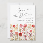 パステルピンクボホワイルドフラワー結婚ズのQRコード写真 セーブザデート (正面)