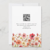 パステルピンクボホワイルドフラワー結婚ズのQRコード 招待状 (裏面)