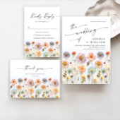 パステルピンクボホワイルドフラワー結婚ズのQRコード 招待状