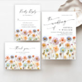 パステルピンクボホワイルドフラワー結婚ズ詳細 招待状ベリーバンド