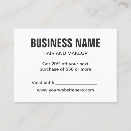 パステルピンクミニマリストトレンディーシンプル割引カード 割引カード (裏面)