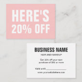 パステルピンクミニマリストトレンディーシンプル割引カード 割引カード (正面/裏面)
