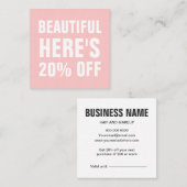 パステルピンクミニマリストトレンディーシンプル 割引カード (正面/裏面)