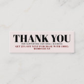 パステルピンクミニマルサンキューカード スキニー名刺 (正面)