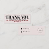 パステルピンクミニマルサンキューカード スキニー名刺 (正面/裏面)