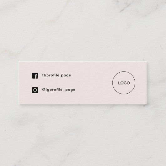 パステルピンクミニマルサンキューカード スキニー名刺 (裏面)