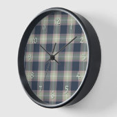 パステルピンクミントグリーンダークブループレイドパターン 壁時計 (傾斜)