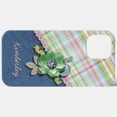 パステルピンクミントグリーンブルーギンガムプレイドパターン Case-Mate iPhoneケース (裏面 (横))