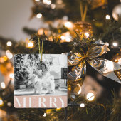 パステルピンクメリー&ファミリーフォト |ハッピーホリデー セラミックオーナメント