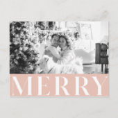 パステルピンクメリー&ファミリーフォト |ハッピーホリデー ポストカード (正面)