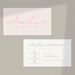 パステルピンクモダンプロフェッショナルソーシャルメディア 名刺