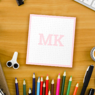 パステルピンクモノグラムドットグリッド ノートパッド