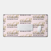 パステルピンクモノグラムパタースタイリッシュン金ゴールドブラック デスクマット (キーボード&マウス)