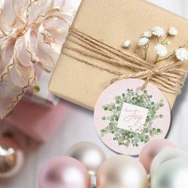 パステルピンクユーカリプスホリデーギフト フェイバータグ