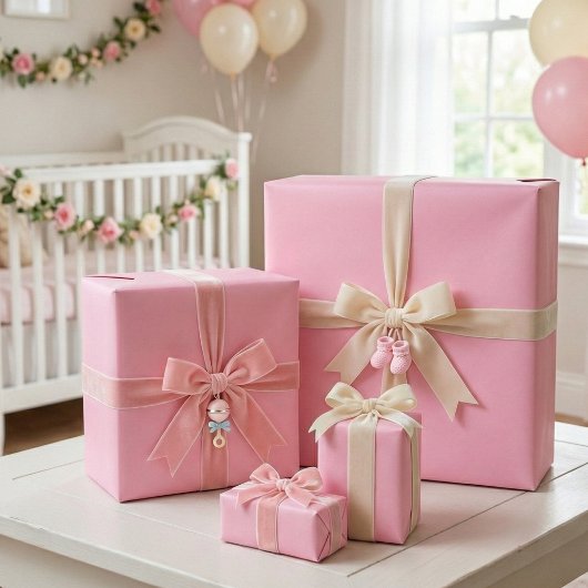 パステルピンクラップ紙 – ソフト赤面ギフトラップ ラッピングペーパー