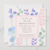 パステルピンクラベンダーお洒落ベビーシャワー 招待状 (正面)