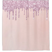 *~*パステルピンクラベンダーパープルグリッタードリップAP7 シャワーカーテン (正面)