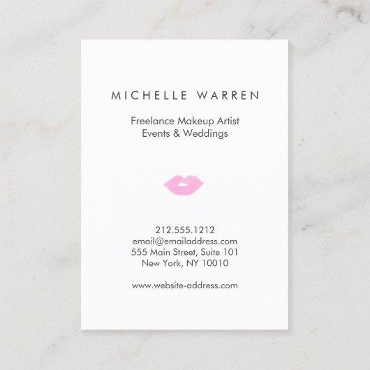パステルピンクリップ水彩メイクアップアーティスト 名刺 (裏面)