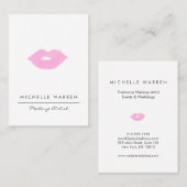 パステルピンクリップ水彩メイクアップアーティスト 名刺 (正面/裏面)