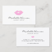 パステルピンクリップ水彩メイクアップアーティスト 名刺 (正面/裏面)