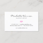 パステルピンクリップ水彩メイクアップアーティスト 名刺 (裏面)