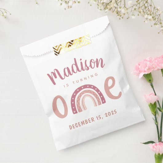 パステルピンクレインボーあなたの名前は1つの誕生日を変える フェイバーバッグ (封をした状態)