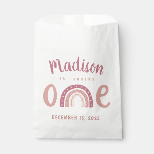 パステルピンクレインボーあなたの名前は1つの誕生日を変える フェイバーバッグ (正面)