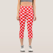 パステルピンクレッドチェッ市松模様にカーボードヴィンテージ カプリレギンス (正面)