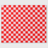 パステルピンクレッドチェッ市松模様にカーボードヴィンテージ ラッピングペーパー (フラット)